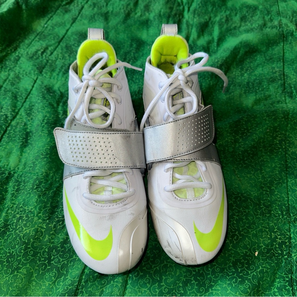 Nike Huarache ll  469730-107 White/Volt/Silver Molded Lacrosse Cleat  Size 8